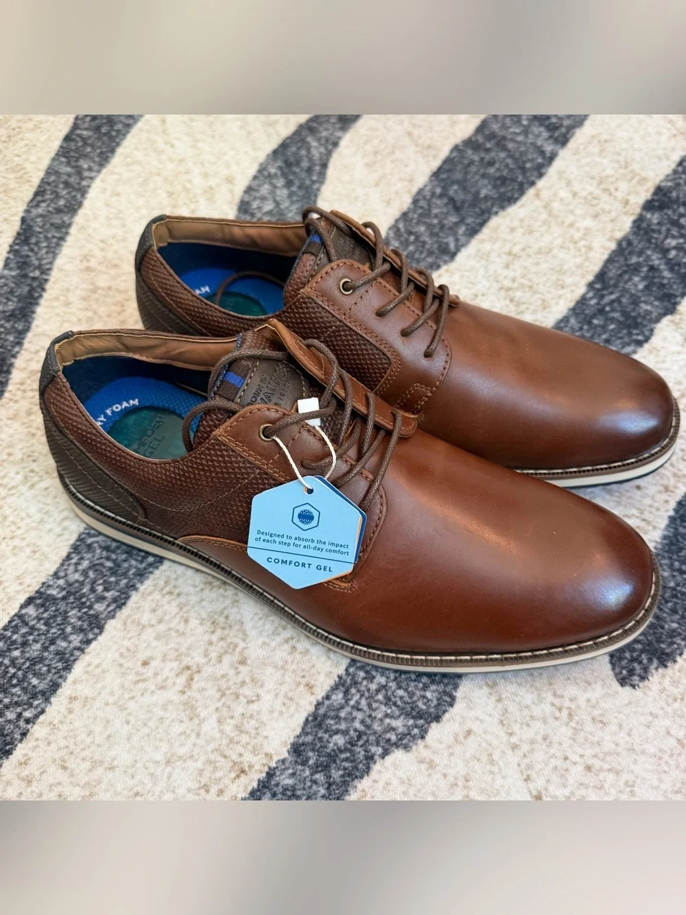 NWOB Nunn Bush Circuit Plain Toe Oxford Brown Men’s Shoes Size 7.5